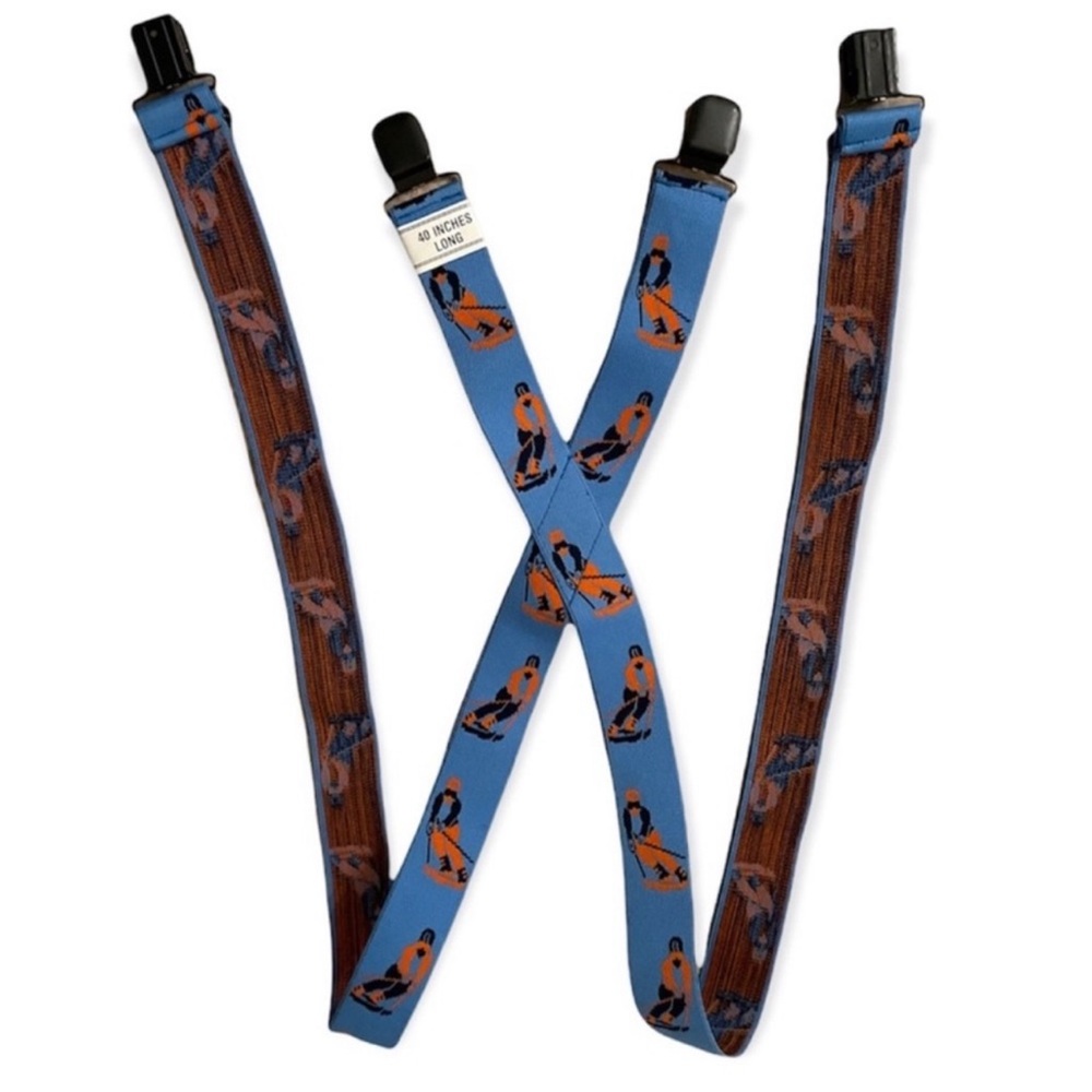 Suspenders with ski print